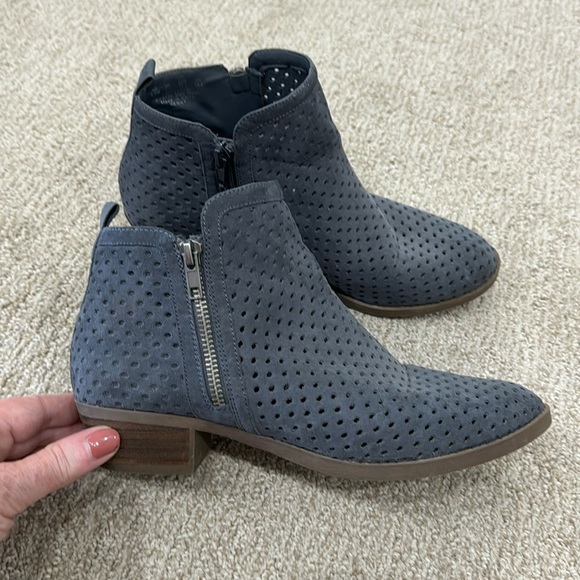 Pretty denim blue booties. Zippers on both sides 1-1/2” heel. - Picture 1 of 6